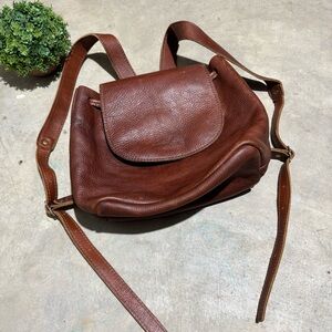 Portland Leather‎ Red Brown Leather Backpack Purse Hobo Sluchy Hippie Fall Boho